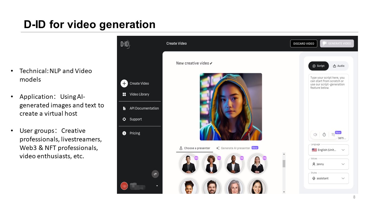 D-ID for video generation