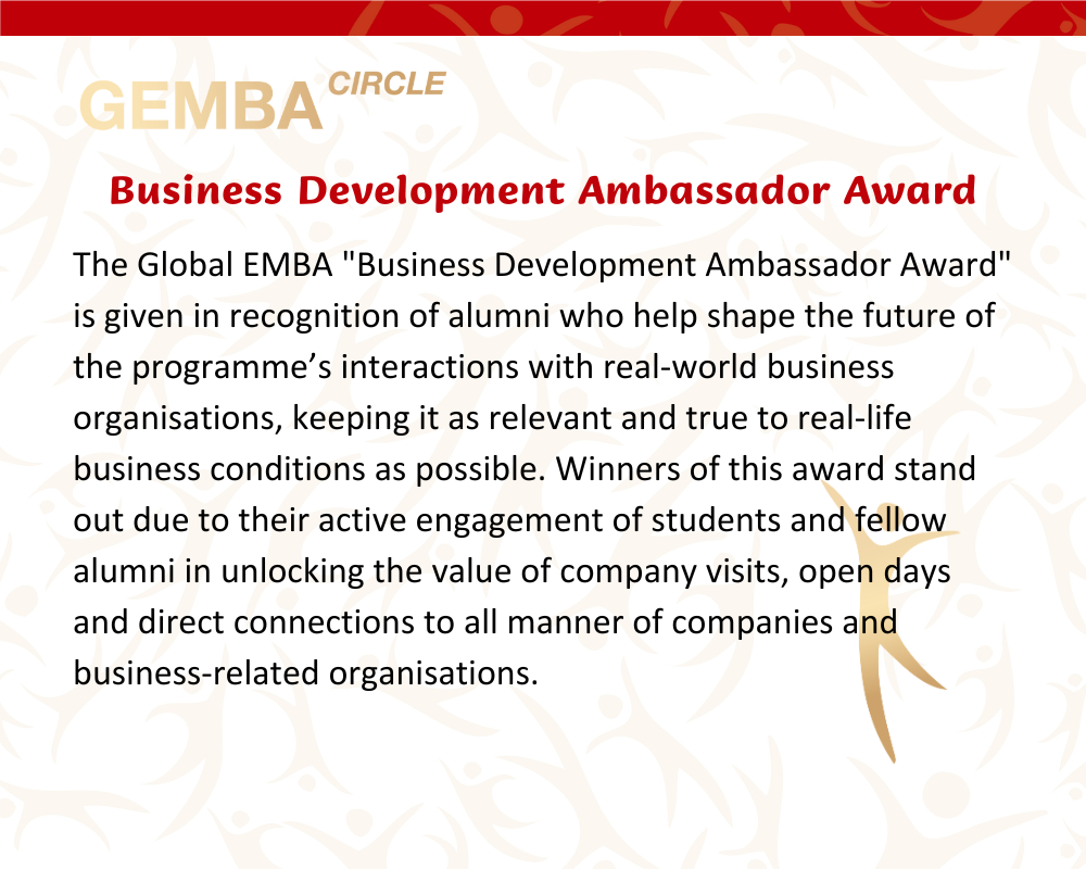 Global EMBA Business Development Ambassador Award