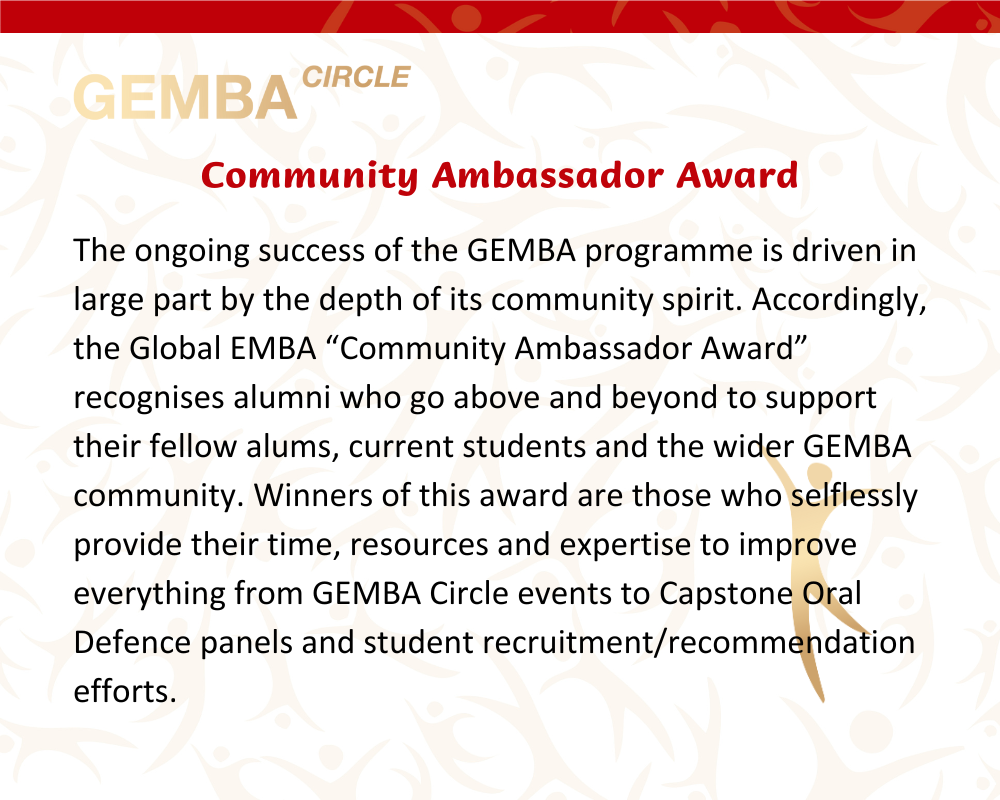 Global EMBA Community Ambassador Award