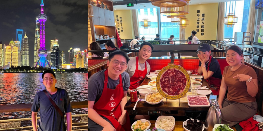 Chayapol at the Bund and with Thai alumni